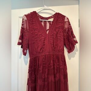 Elegant Burgundy Lace Dress